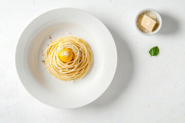 Shredded Cheddar Cheese on a White Plate