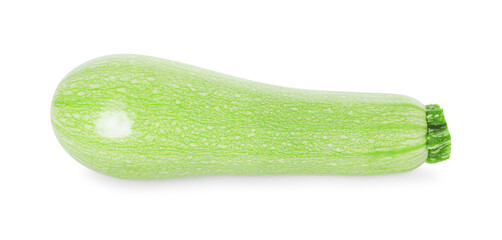 One fresh ripe zucchini isolated on white, top view