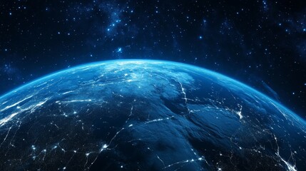 Obraz premium Stunning View of Earth at Night from Space: A Digital Art Representation