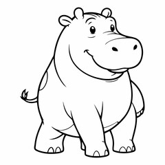Fototapeta premium cartoon hippopotamus Coloring Page Illustration