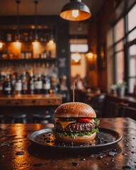 Gourmet Craft Burger in Moody Dark Tones