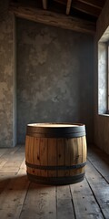 A sturdy container made of wood or plastic, used for storing liquids like wine or beer