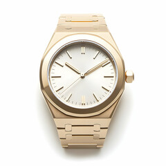 Luxury Gold Watch with White Face Realistic Product Image