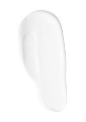 Face cream isolated on white, top view. Sample of cosmetic product