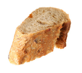 Piece of fresh baguette isolated on white