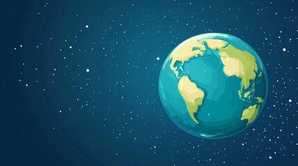 Fototapeta premium Stunning Cartoon Illustration of Planet Earth in Space