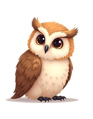Fototapeta premium Adorable Cartoon Owl Illustration Digital Art Print