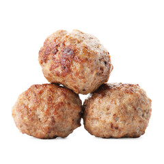 Group of tasty cooked meatballs isolated on white