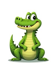 Fototapeta premium Cute Cartoon Crocodile Illustration Happy Green Reptile