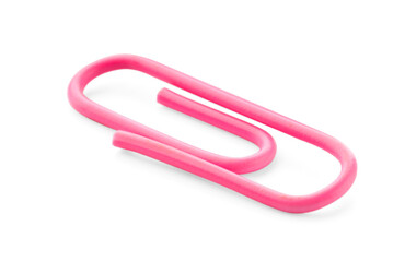 One bright paper clip isolated on white