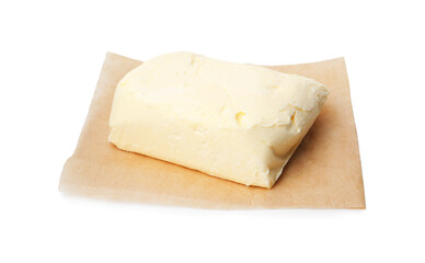 Block of tasty butter isolated on white
