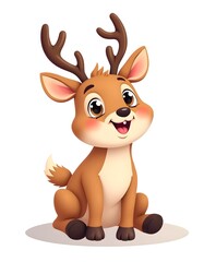 Obraz premium Adorable Baby Reindeer Cartoon Illustration