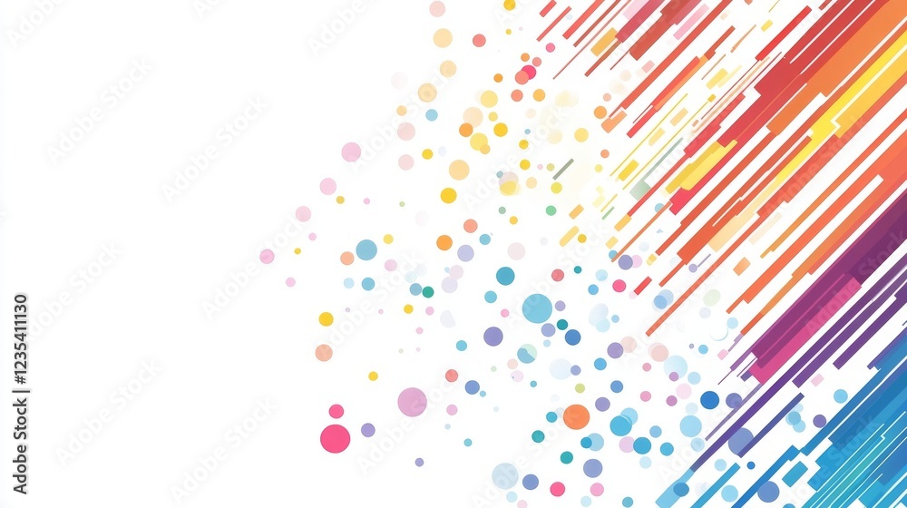 Poster abstract rainbow lines and dots pattern background design