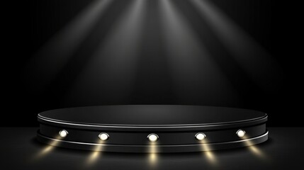 Illuminated Black Circular Stage Platform Design