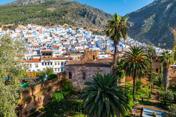 Amazing view of the streets in the blue city of Chefchaouen. Location: Chefchaouen, Morocco, Africa.