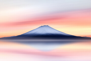 Fototapeta premium A mountain is reflected in the water