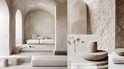 Serene Minimalist Interior Design Neutral Tones and Textured Walls