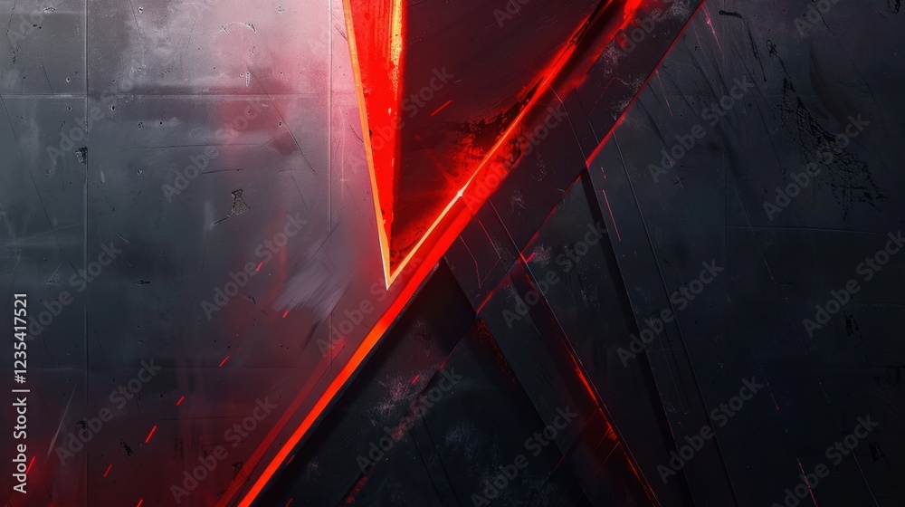 Poster abstract design featuring sharp red lines against dark background, creating dynamic and modern aesth