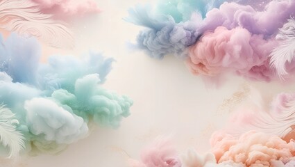 Fototapeta premium Dreamy Pastel Abstract Background with Soft Clouds and Feathery Details - Gentle and Elegant Design