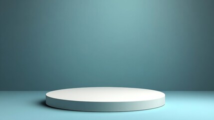 A simple white circular platform on a blue background