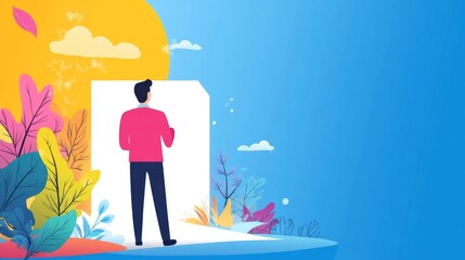 Man Facing a Blank Canvas: New Beginnings and Opportunities
