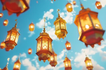 Obraz premium Ornate Lanterns Illuminating a Sky Festival