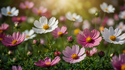 Obraz premium Beautiful spring summer bright natural summer greeting card wildflowers spring concept