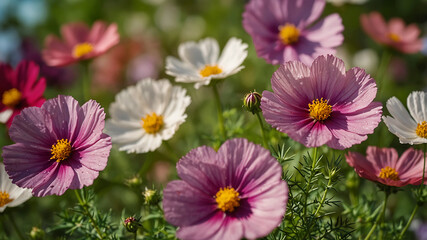 Fototapeta premium Beautiful spring summer bright natural summer greeting card wildflowers spring concept