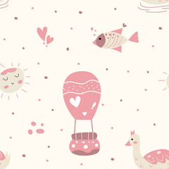 Seamless pattern of cute animals illustration