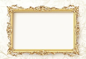 A gold framed picture with a white background
