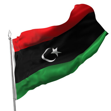 Libyan flag waving in the wind