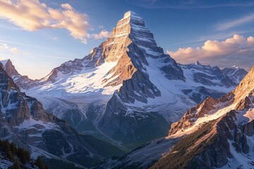 Stunning 3D Drawing of Majestic Alpine Mountain Peaks in Nature's Landscape