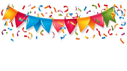 Colorful Party Banner With Confetti Celebration
