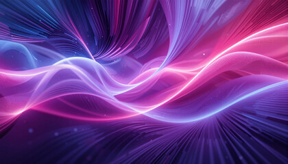 Obraz premium Purple & Pink Light Waves, Abstract light waves in purple and pink hues.