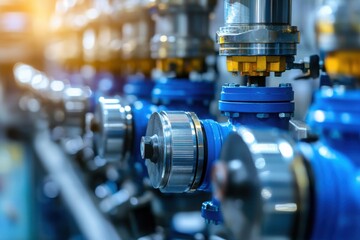 Fototapeta premium Industrial Control Valves in a Modern Manufacturing Facility