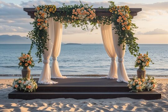Summer Daisies Showcase on Scenic Shoreline with Sandy Beach and Water Background