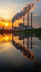 Industrial emissions, cooling towers, environmental impact, energy production, air pollution, power industry, climate challenges, sustainable future, technology advancement, nuclear plant