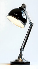 Sleek Black and Chrome 3D Render of an Adjustable Desk Lamp