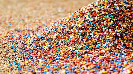 Colorful small stones form a vibrant pile