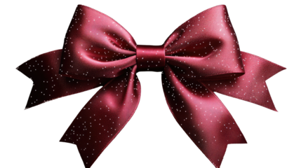 Burgundy Satin Bow: A close-up of a classic burgundy satin bow, meticulously tied and arranged, ready to add a touch of elegance and festivity to any occasion.  