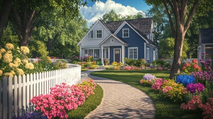 Dreamy Suburban Home with Vibrant Spring Blooms