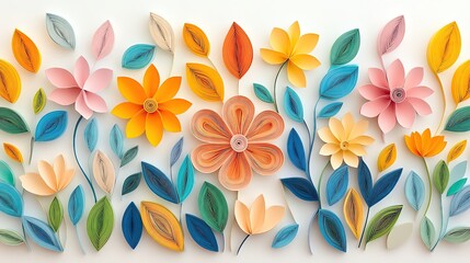 Fototapeta premium crafted colorful paper quilling techniques textured layers Colorful floral design made from layered paper.
