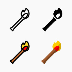 Design Illustration graphic of torch icon with line, color, glyph, and flat style. Suitable for UI, mobile design, web design, etc.