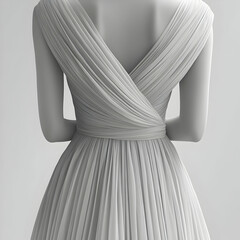 Elegant Draped Backless Gown 3D Render Illustration:  A  Study in Pleated Chiffon