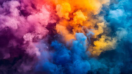 Vibrant Colorful Smoke Clouds Blending in a Dynamic Abstract Background
