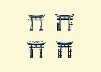 Vector illustration of Torii Gate Japanese Logo Design