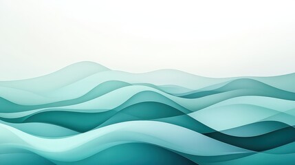 Obraz premium Abstract Teal Wave Landscape Design Illustration