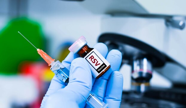 Vaccine bottles and syringes for injection preventing respiratory syncytial virus (RSV).