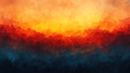 Naklejka premium Fiery sunset abstract painting warm vibrant colors. AI Generated