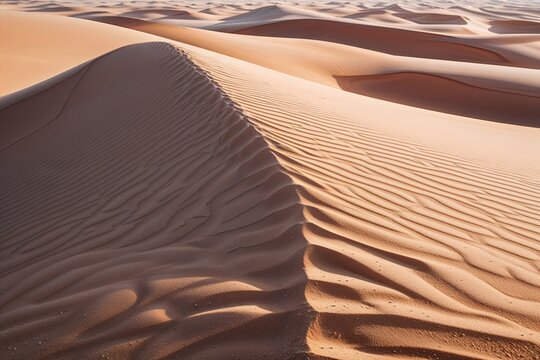Stunning Desert Sand Dune with Unique Texture Against Smooth White Background